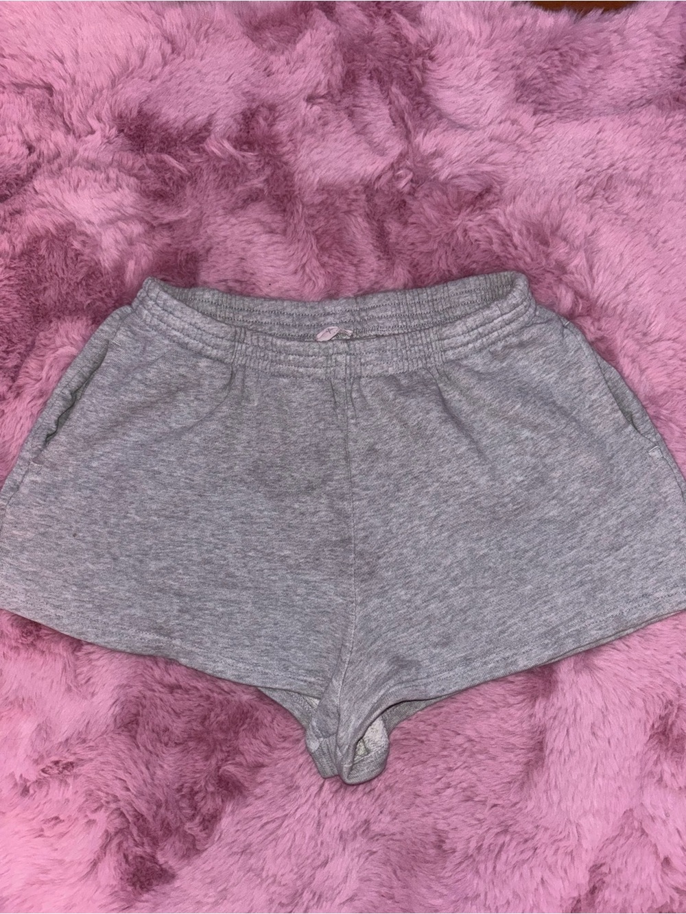 Cozy Gray Knit Lounge mini Shorts